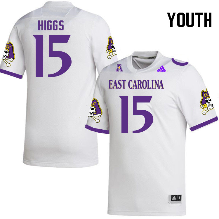 Youth #15 Brandon Higgs ECU Pirates 2023 College Football Jerseys Stitched-White